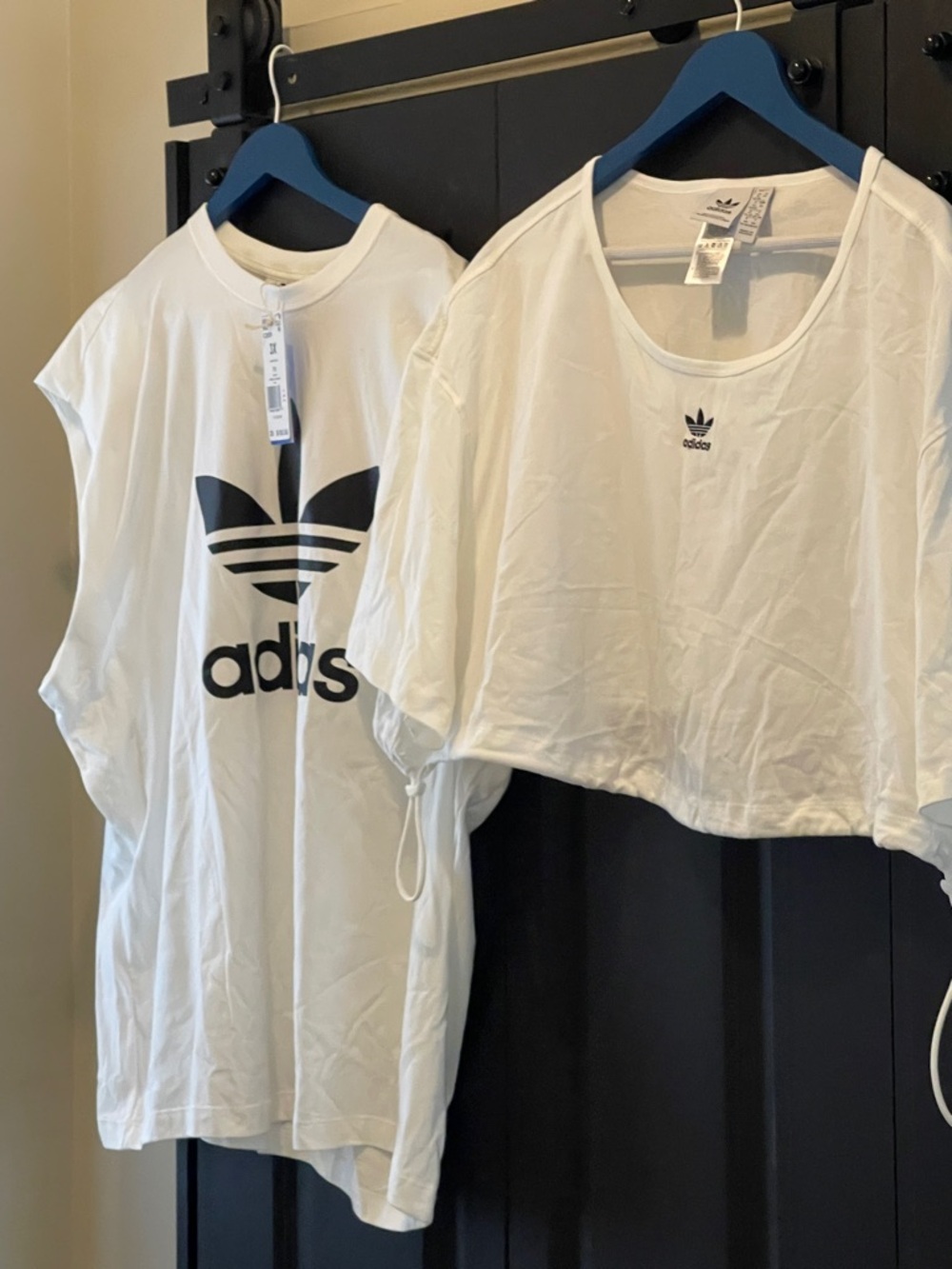 adidas White Layered Short Sleeve Tee with Side Drawstrings - Picture 3 of 9